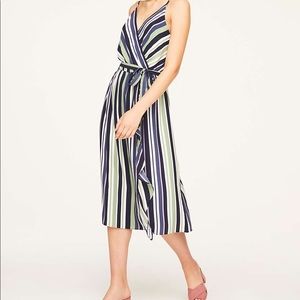 LOFT Outlet Striped Wrap Midi Dress